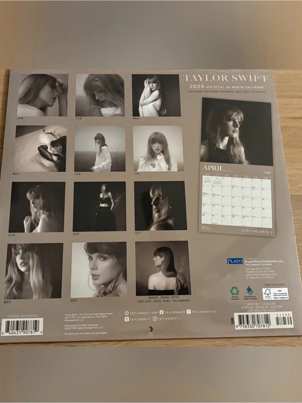 Taylor Swift 2026 Official 16 month Wall Calendar NWT